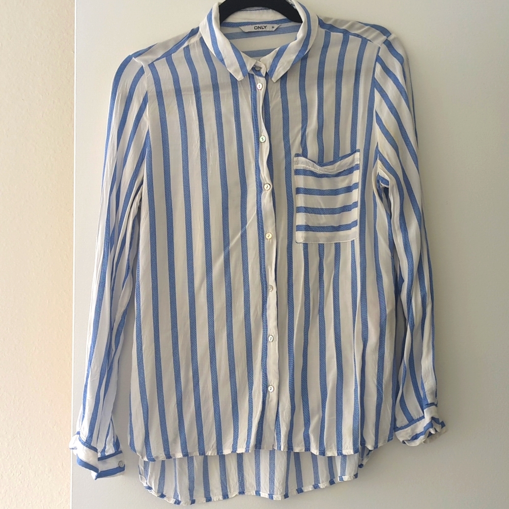 Blue White Striped Blouse